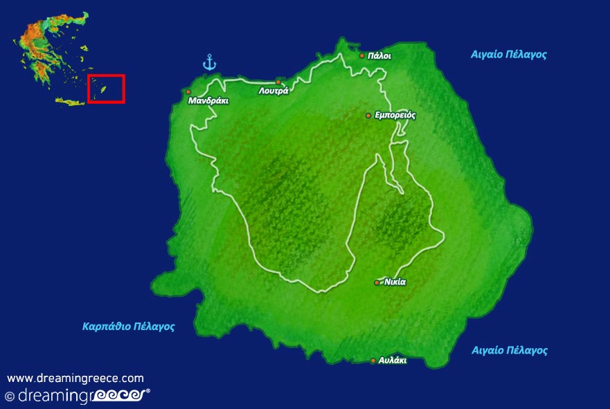 Νίσυρος Χάρτης. Nisyros Map 