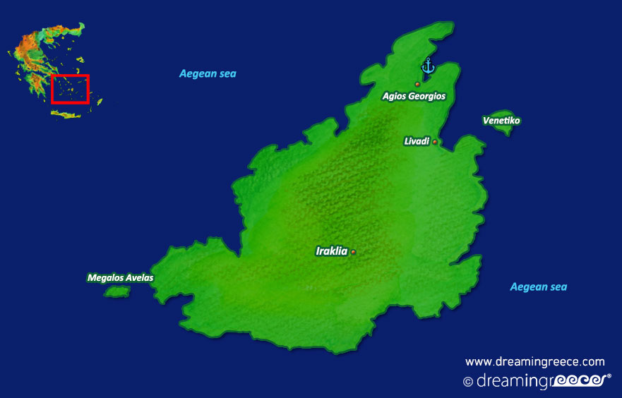 Iraklia island Map Greece Cyclades islands. Greek islands.