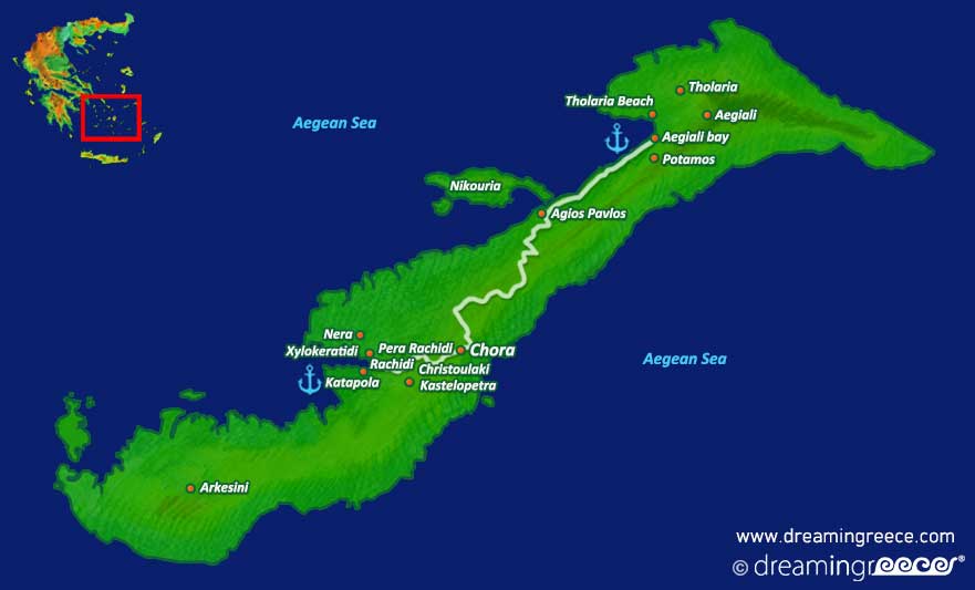 Amorgos island Map Greece Cyclades islands Vacations
