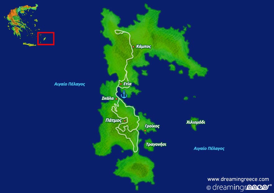 Πάτμος Χάρτης. Patmos Map