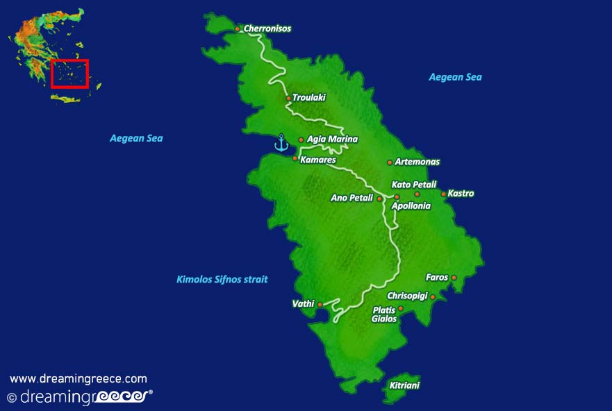 Sifnos island Map Greece