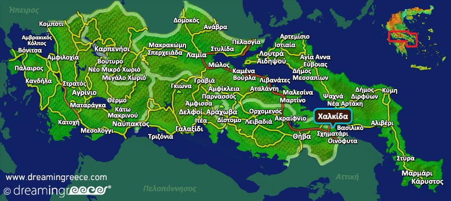 Χαλκίδα Χάρτης. Διακοπές στην Ελλάδα.