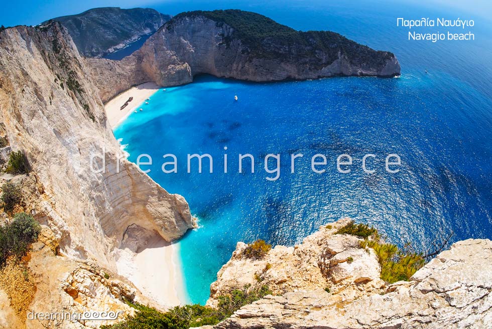 Holidays Greek islands. Zakynthos Zante island Greece Beaches. Navagio beach.