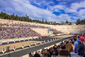 Handover Ceremony for the Olympic Flame at the Panathenaic Stadium Athens Greece